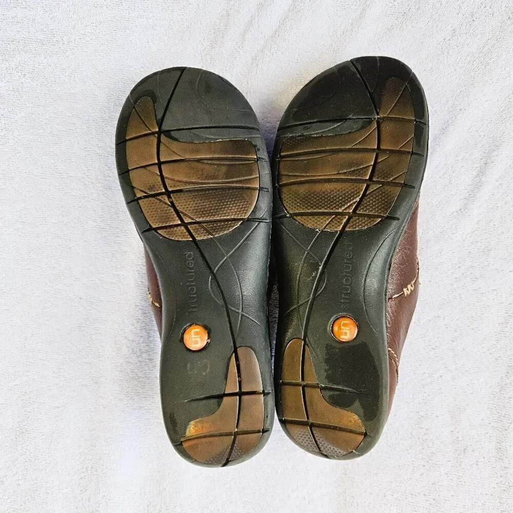 Clarks Unstructured Comfortable Mary Jane Brown Leather Loafers Size 10 M